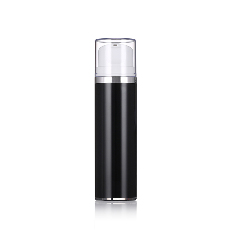 SG311 Double Wall Round Airless Bottle 40ml 80ml 120ml In Shiny Black For Facial Care Use